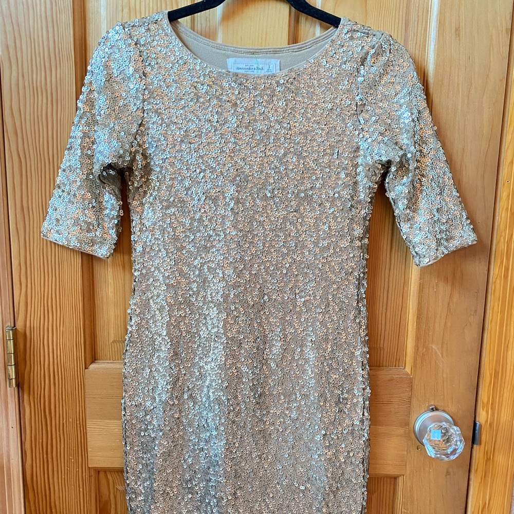 Abercrombie gold sequin mini dress